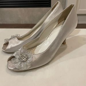Silver Flower Heels